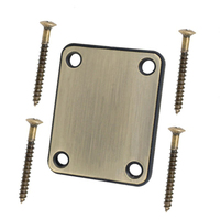 Plaque de joint de manche de guitare électrique carrée en métal vintage, plaque de manche de basse avec 4 vis pour pièces de guitare électrique