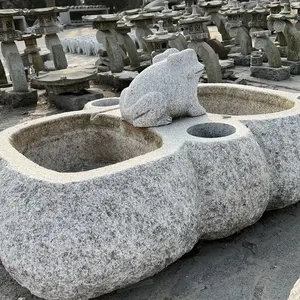 花园装饰灰色花岗岩青蛙雕像花盆