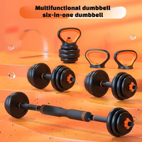Ensemble d'haltères 6-en-1 réglable multifonctionnel, barre d'haltères, kettlebell, haltères