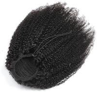 LONGFOR en stock Extensions de cheveux humains brésiliens Remy Afro bouclés crépus 4B-4C, queues de cheval à cordon de serrage, fournisseur de choix