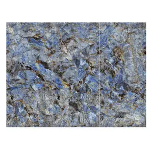 YD Blue Marble Look Top Artificial Stone Tile Sapphire Stone Slab Sintered Stone Slab for Dining Table Countertop