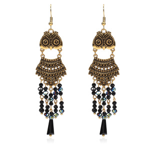 Bohemian Owl Triangular Pattern <b>Crystal</b> Rhinestone Chandelier Earrings Women's Party Fashion Dangle Earrings - Product Image 6