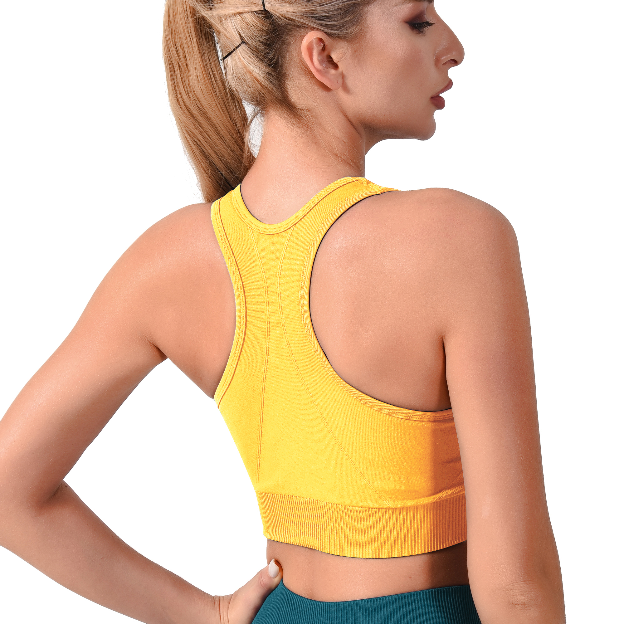 Comfortable Seamless Racerback Top Sports Bra Strong Support Padding Breathable Yoga Jogging Medium No Underwire Plus Sizes