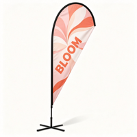 Kit de drapeau de plage personnalisé imprimé en extérieur, drapeau en forme de plume ou en forme de larme avec mât en fibre de verre et base en croix pour la promotion des entreprises