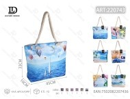 Borsa tote da donna in tela stampata con design di mongolfiera e barca a vela, borsa a tracolla casual per l'uso quotidiano - Product Image 3