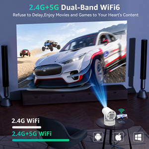 Pil ile şarj edilebilir HY300 Pro + Mini projektör Powered Android 11 4k Video LED projektör akıllı taşınabilir açık projektör - Product Image 2