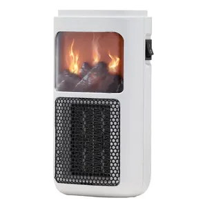 New 400W Office Room Portable Electric Wood Fireplace Mini PTC Ceramic Air Fan Heater With Flame Effect
