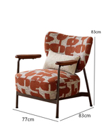 Fauteuil d'appoint géométrique en tissu terracotta moderne JP Wholesale avec accoudoirs incurvés en bois massif pour salon et hall d'hôtel