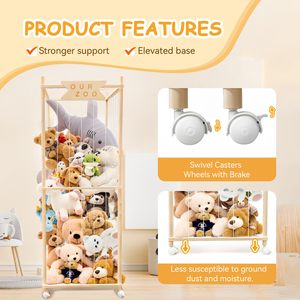 JQ Space Save organizzatore di giocattoli di <span class=keywords><strong>grande</strong></span> capacità di peluche porta animali in legno Zoo porta giocattoli per asilo nido camera da letto per bambini - Product Image 4