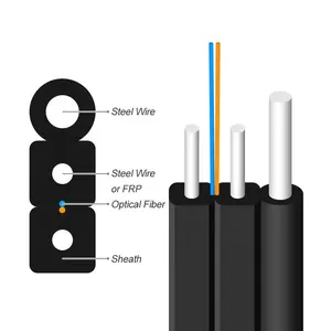 Outdoor Indoor Optical Fiber Drop Cable 1 2 4 6 8 Core Fiber Optic Drop Ftth Cable