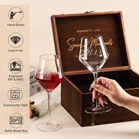 Verres à vin en cristal transparent de 13oz avec logo personnalisé gravé boîte cadeau en bois pour mariages douches nuptiales fiançailles jeunes mariés