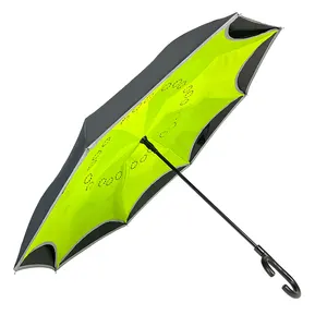 Ovida Auto Open Reverse Inverted Umbrella Nachts icherheit Reflektierende Streifen Doppels chicht Wind proof Canopy Design Autos chirm