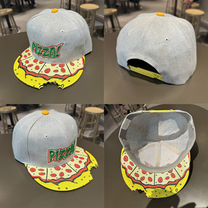Venta al por mayor nueva gorra de béisbol bordada mordida pizza plana hip-hop de alta calidad impermeable estilo deportivo con imagen de dibujos animados gran oferta - Product Image 4
