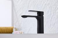Robinet de lavabo rond noir mat en laiton, multifonctionnel, réglable, anti-éclaboussures, mitigeur à poignée unique, prix de gros