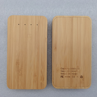 Alimentation mobile en bambou Banque d'alimentation sans fil Protection de l'environnement Noyer Érable Usb Li-polymère Batterie Powerbank 10000mah