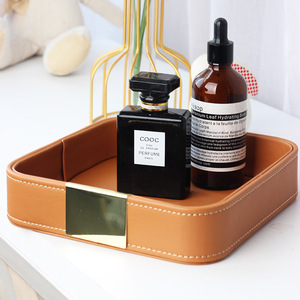 INS hot sell leather decorative desktop storage tray organizer key storage box cosmetic storage tray