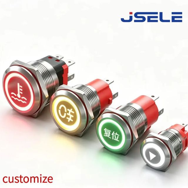 Custom logo Momentary Push Button Switch 16A 1NO Waterproof Industrial Automation Control Brass Material IP67 Level Max 220V