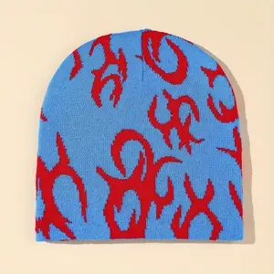 Y2k Beanie Women Mens Knit Beanie Hat Gothic Blade Pattern Acrylic Knit Hat