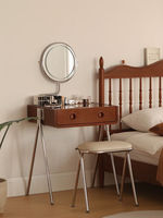 Table de toilette nordique en bois massif, coiffeuse de chambre vintage style rondin, table de rangement compacte, coiffeuse minimaliste pour la maison