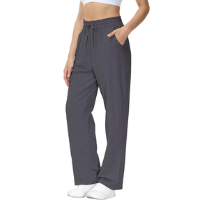 Pantalones Deportivos Gris Oscuro para Hombre, Cintura Elástica con Cordón, Bolsillos Laterales, Tejido de Algodón, Peso Medio, para Primavera - Product Image 1