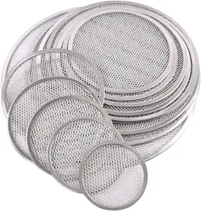 Hoge Kwaliteit Roestvrij Stalen Ronde Bakplaat Aluminium Netto Platte Mesh Pizza Screen 6-22 Inch