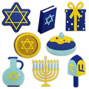Nuevo hierro en dibujos animados Hanukkah parches bordados insignias de vacaciones transfronterizas - Product Image 1
