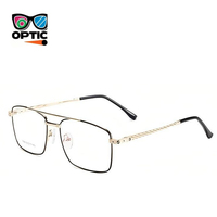 Monture de lunettes optiques pour hommes, style pilote à double pont, en acétate transparent avec branches métalliques, pour usage professionnel