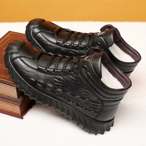 Bottes d'hiver pour hommes, noires, doublées de polaire, en cuir de vachette, à lacets, chaudes, résistantes au froid, chaussures d'extérieur - Product Image 4