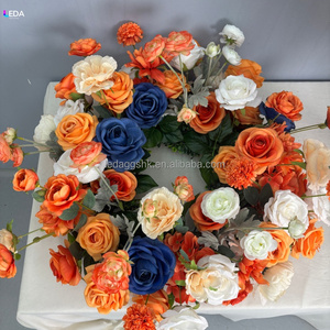Vente d'usine LEDA : Nouvelle composition florale en soie orange personnalisée pour centre de table, fournitures pour mariages et événements, boule de fleurs artificielles - Product Image 4