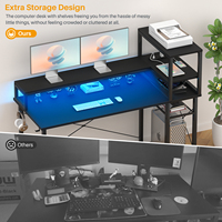 Bureau d'ordinateur moderne et élégant à hauteur réglable avec éclairage LED, surface en MDF et métal, en forme de L, pour salle de jeux ou bureau à domicile, montage facile