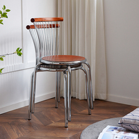 Chaise de salle à manger Bauhaus, assise en bois massif, structure en alliage d'acier, dossier ergonomique, empilable, pour restaurant, maison, café, style vintage
