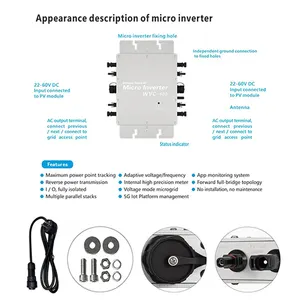 Microinversor de painel solar 120v 240v 1200w 1400w 1600w microinversor solar de grade