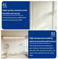 YINGHAI Custom White Stainless Steel Fluted Glass Partition Screen Freestanding Decorative Room Divider for Bedroom Library