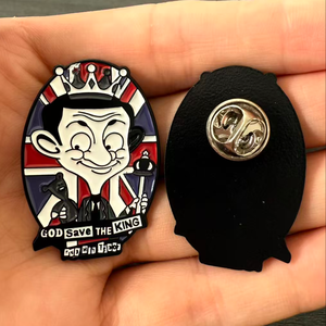 Al por mayor: Pines de metal con figuras, Pines de esmalte divertidos del comediante británico Bean, Accesorios de insignias de pines novedosos y bonitos para combinar, en stock - Product Image 2