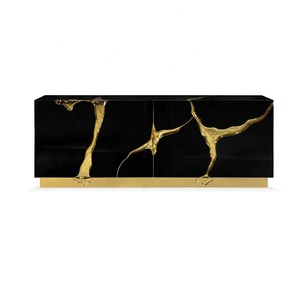 Buffet de luxe avec incrustations dorées, base en acier inoxydable 304, meuble de rangement pour projet de hall d'hôtel de prestige - Product Image 5