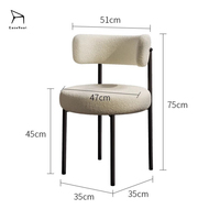 EaseNeat Dernières chaises de salle à manger en tissu mélangé de laine jambe en métal dos incurvé coussin rond confortable loisirs luxe Design nordique