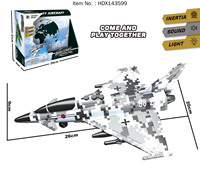 Jouets d'avion de chasse militaire à friction en plastique ABS inertiel HDX pour enfants avec son, certifiés CE