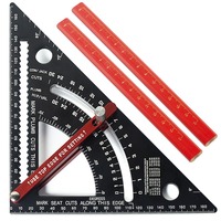 Triangle règle en alliage d'aluminium Angle rapporteur vitesse réglable carré règle de mesure multifonction charpentier outil de mise en page