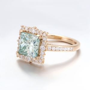 Popular 	 Anillo Vintage Personalizado de Oro Amarillo Macizo de 14k con Corte Princesa para Anillo de Compromiso con Moissanita - Product Image 2