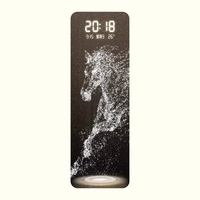 Horloge de table LCD en porcelaine cristalline abstraite Art Déco avec cheval, lumière LED, idéale pour mariage, hall d'entrée, salon, maison