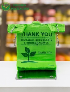Amidon de maïs écologique Pla Pbat sacs de T-shirt sacs d'épicerie en plastique biodégradable amical Logo personnalisé gravure support d'impression <span class=keywords><strong>Egp</strong></span> - Product Image 4