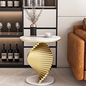 Sofá de Estilo Italiano para Sala de Estar, de Lujo Ligero, con Detalles de Mármol, Varios Mesas de Centro Metálicas Creativas para Balcón - Product Image 2