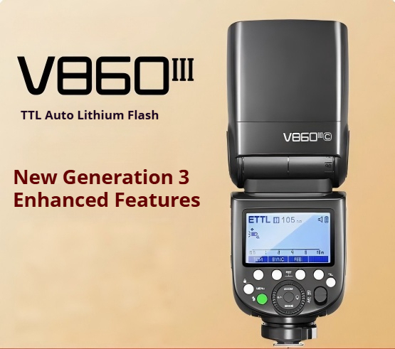 Godox V860III 3rd Generation Professional DSLR Camera Flash High-Speed Sync Outdoor Hot Shoe Built-in Lithium Battery TTL 76WS