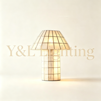 Lampe de table en mosaïque de champignons, lampe de bureau en nacre naturelle pour villa, hôtel, chambre à coucher, salle à manger, décoration intérieure