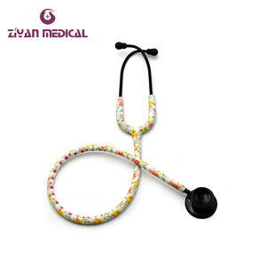 Stéthoscope ZY-8004 en acier inoxydable noir pour adultes, alimentation manuelle, tubes floraux avec design en acier inoxydable imprimé - Product Image 5