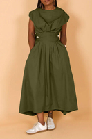 Robe décontractée populaire et élégante pour femme, couleur unie, col rond, coupe ample, en nylon tricoté, collection 2026