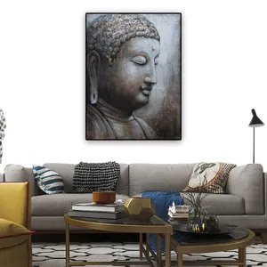 Hand Painted Buddha Oil Painting on Canvas Original Living Room Buddha Canvas Wall Art