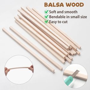 Palos de madera de <span class=keywords><strong>balsa</strong></span>, varillas de espiga de madera cuadradas, tiras para manualidades, palos de madera sin terminar para manualidades, arquitectura en miniatura - Product Image 3