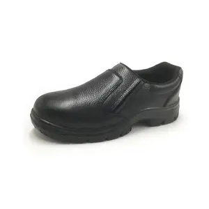Botas de trabalho masculinas de couro genuíno preto resistente a quebra, calçados de segurança para cozinha de chef