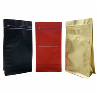 Sac à café en PET/AL/PE imprimé sur mesure, de qualité alimentaire, refermable, à fond plat, avec soufflet latéral, emballage plastique avec valve et fermeture éclair